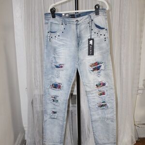 Waimea Skinny Fit Distressed Denim Jeans. Sz 40